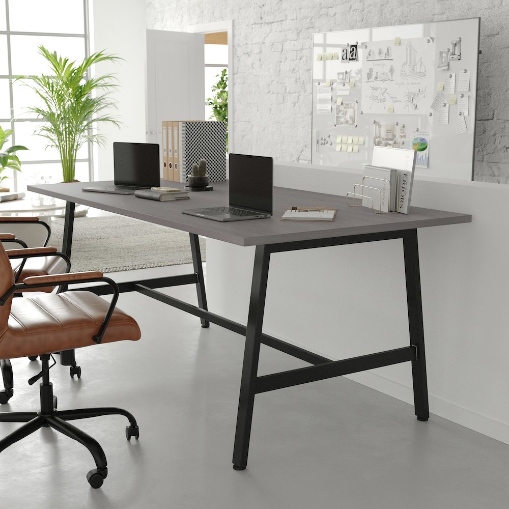 Contemporary 72x36 Commercial Grade Conference Table, Gray Oak