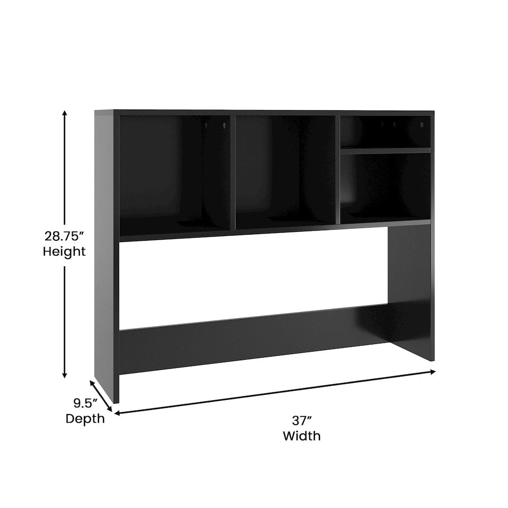 Lotus Desktop Bookshelf Storage Organizer with Multiple Cubbies in Black