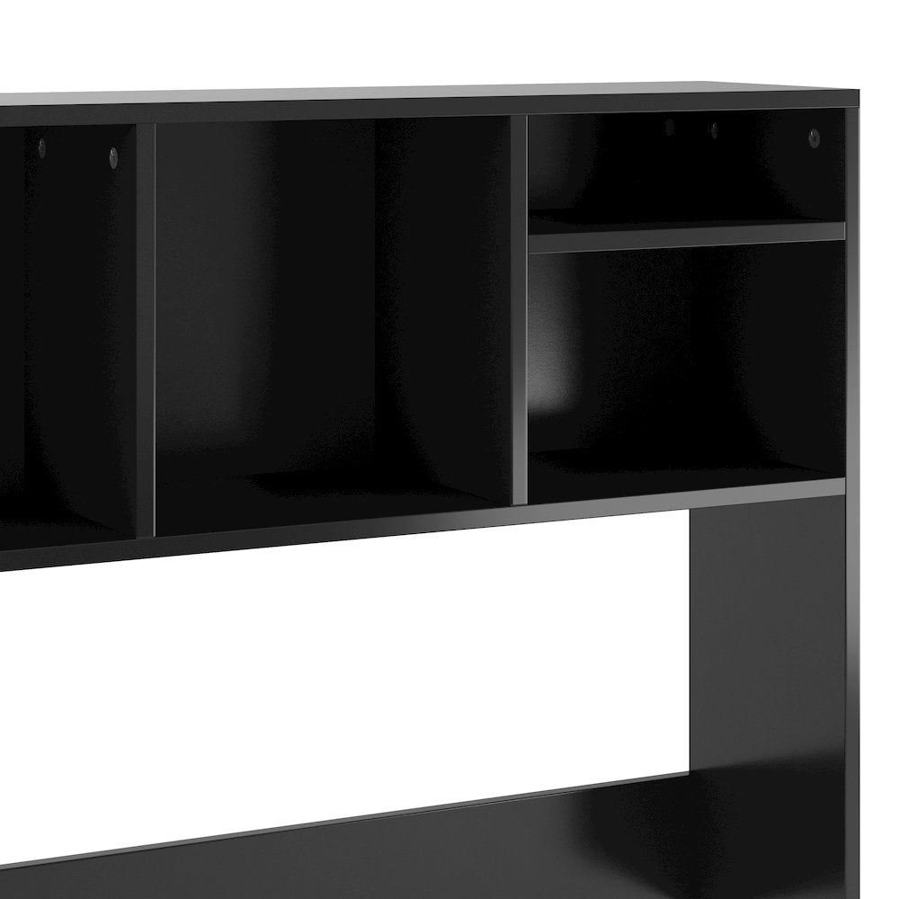 Lotus Desktop Bookshelf Storage Organizer with Multiple Cubbies in Black