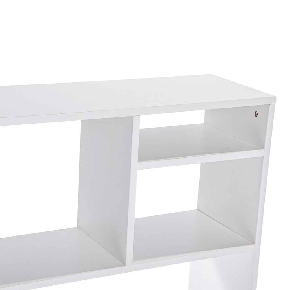 Lotus Desktop Bookshelf Storage Organizer with Multiple Cubbies in White