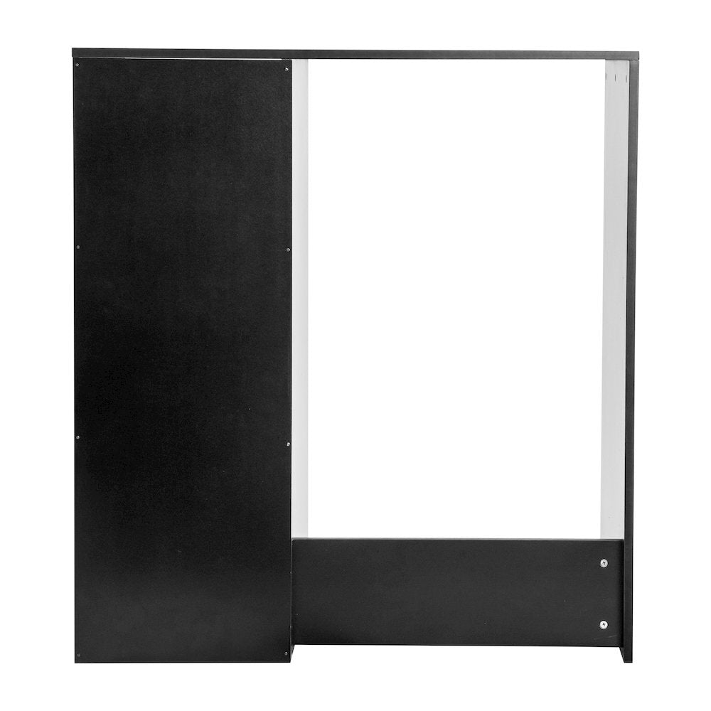 Lotus Mini Fridge Bookshelf Storage Station Organizer with Cubbies in Black