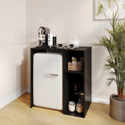 Lotus Mini Fridge Bookshelf Storage Station Organizer with Cubbies in Black