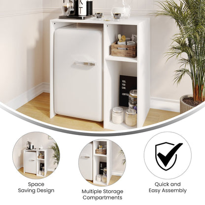Lotus Mini Fridge Bookshelf Storage Station Organizer with Cubbies in White
