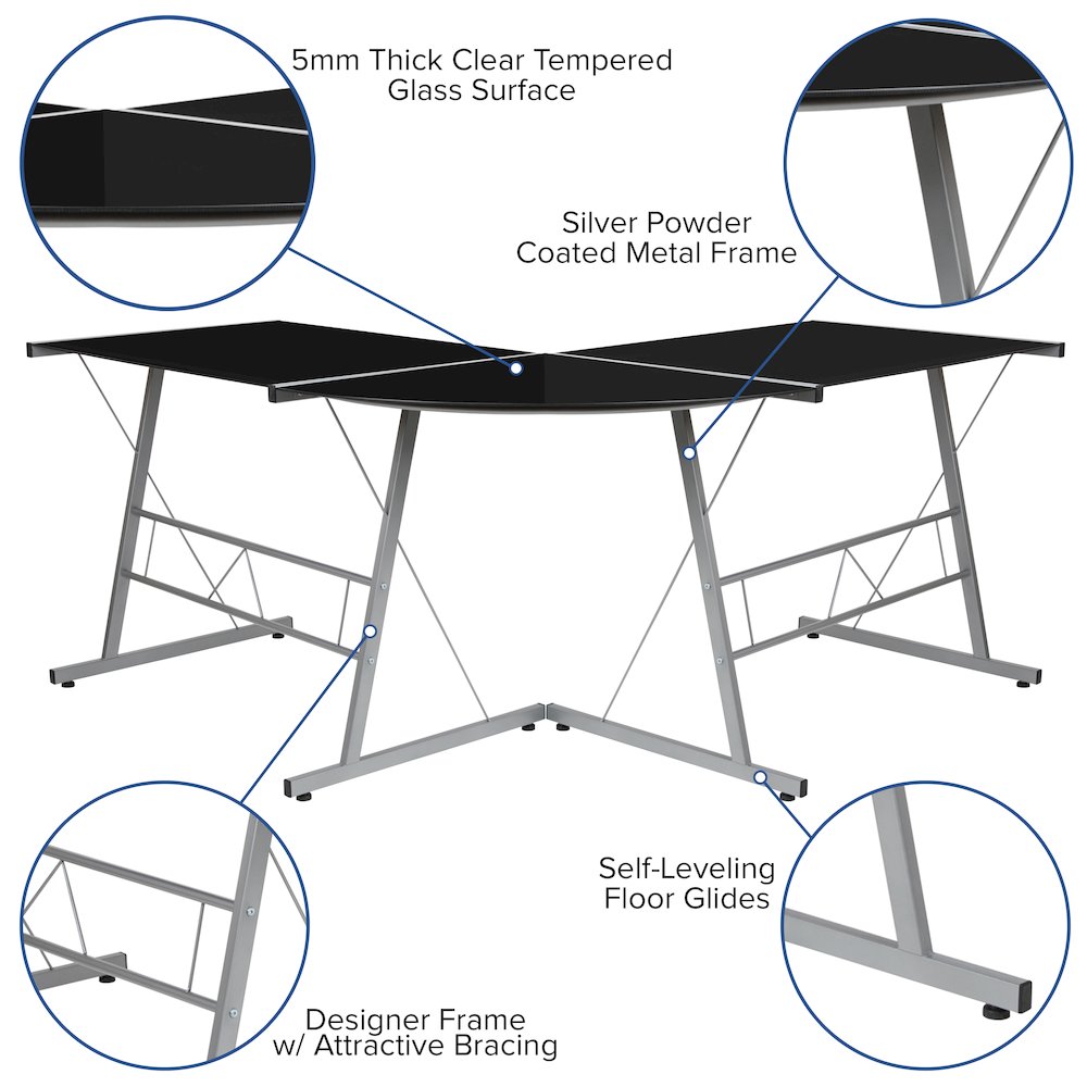 L-Shaped Desk 83.5" Computer Corner Desk, Black