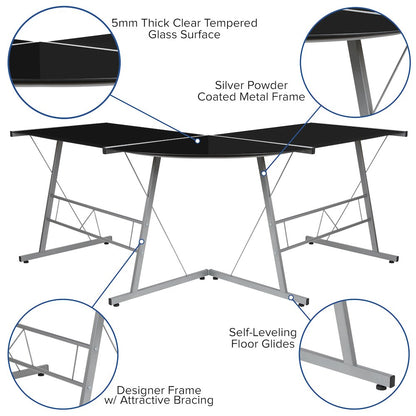 L-Shaped Desk 83.5" Computer Corner Desk, Black