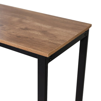 Modern Wine and Bar Table with Shelves, Light Brown Top/Black Frame