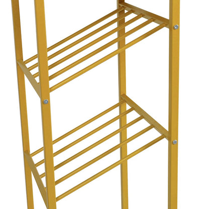 Modern Wine and Bar Table with Shelves, Marble Top/Gold Frame