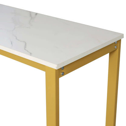 Modern Wine and Bar Table with Shelves, Marble Top/Gold Frame