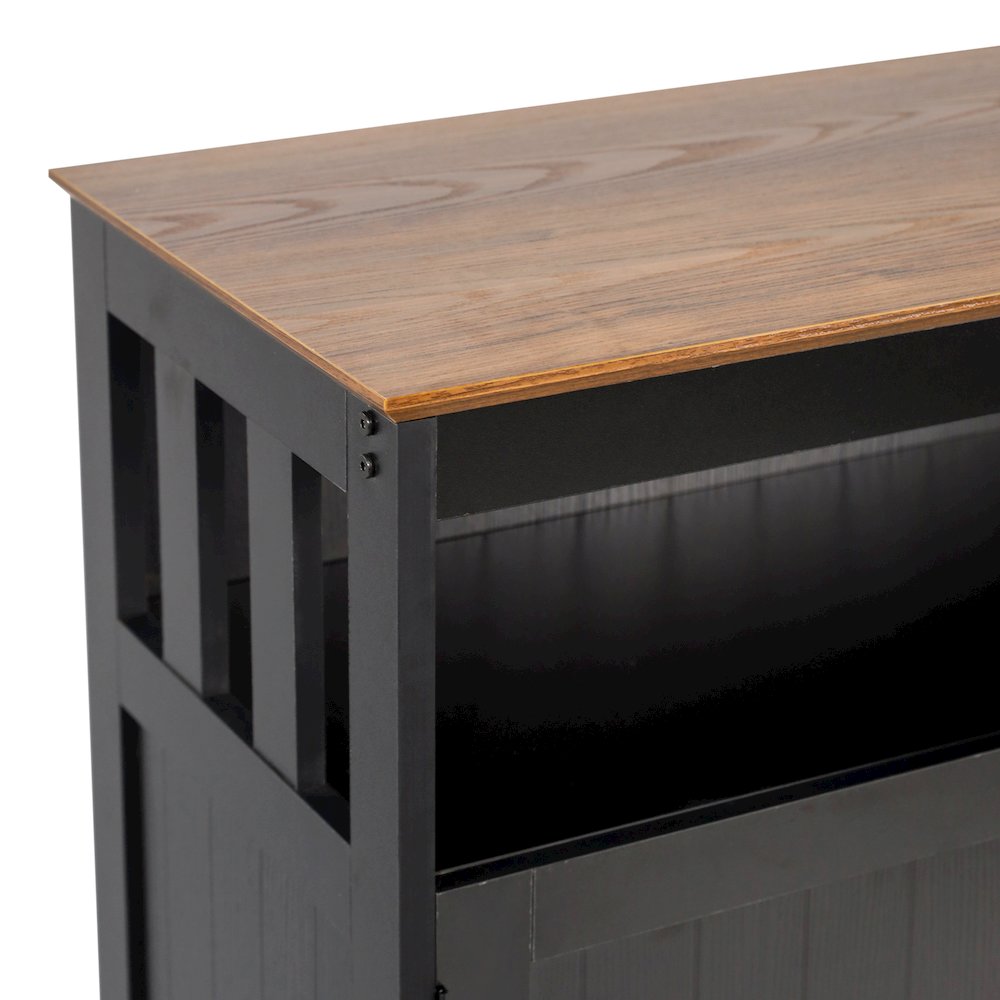 Classic Buffet and Sideboard Storage Cabinet, Walnut Top/Black Frame