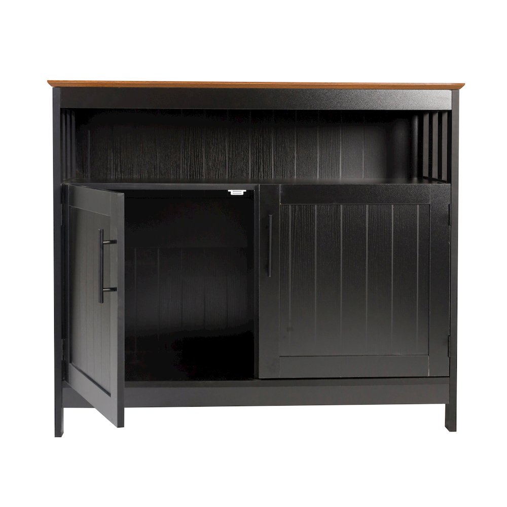 Classic Buffet and Sideboard Storage Cabinet, Walnut Top/Black Frame
