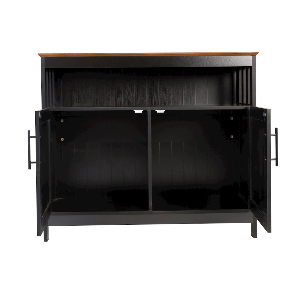 Classic Buffet and Sideboard Storage Cabinet, Walnut Top/Black Frame