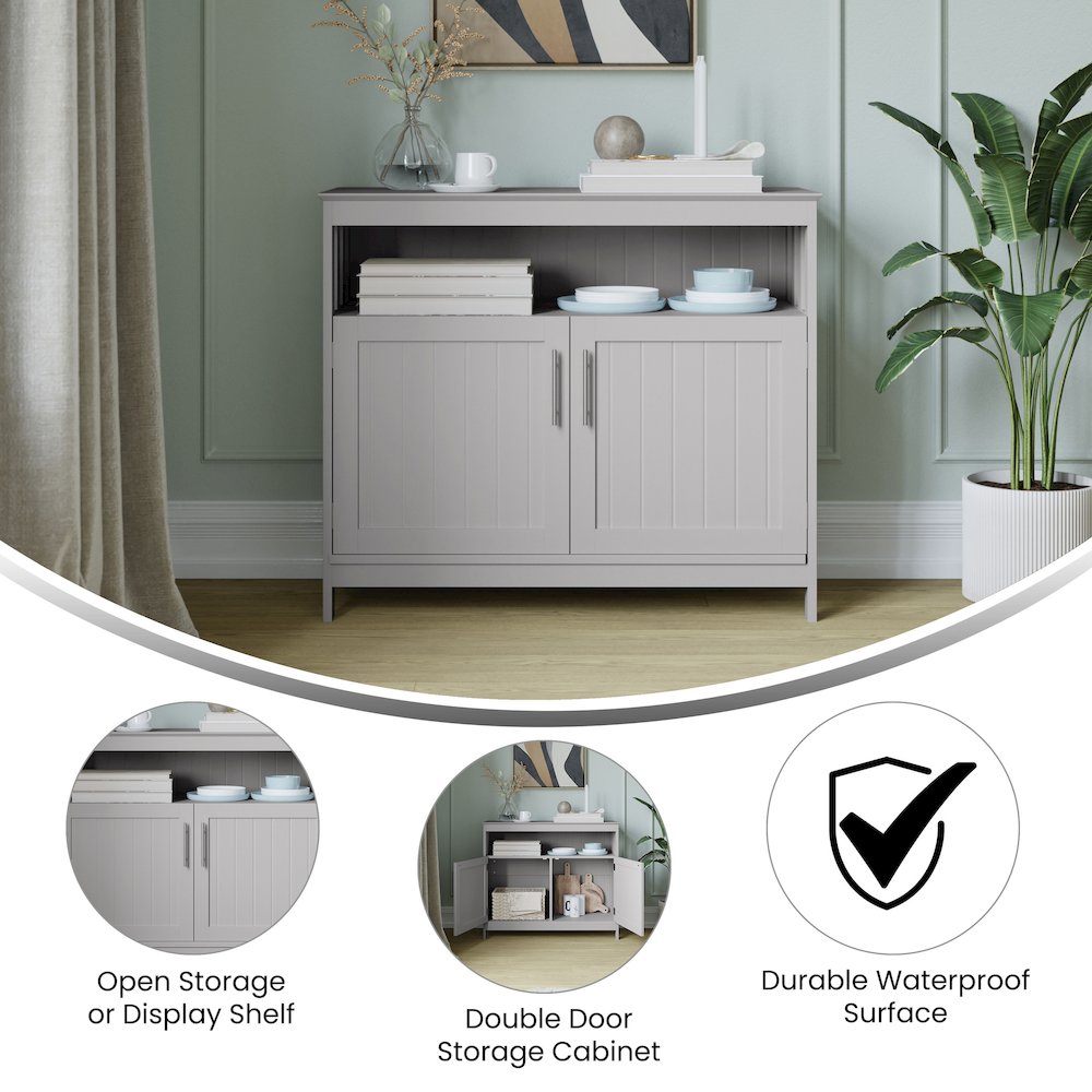 Classic Buffet and Sideboard Storage Cabinet, Gray