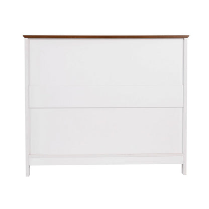 Classic Buffet and Sideboard Storage Cabinet, Walnut Top/White Frame