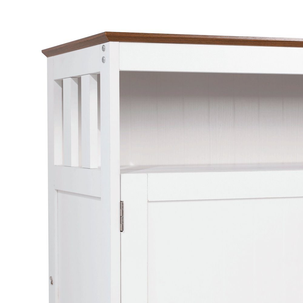 Classic Buffet and Sideboard Storage Cabinet, Walnut Top/White Frame