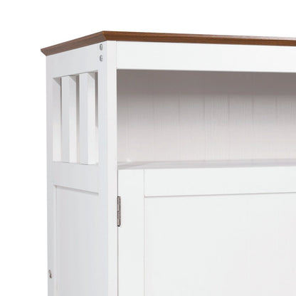 Classic Buffet and Sideboard Storage Cabinet, Walnut Top/White Frame