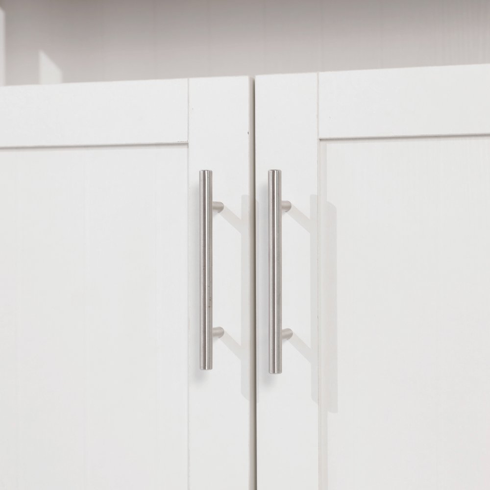 Classic Buffet and Sideboard Storage Cabinet, Walnut Top/White Frame