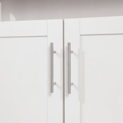 Classic Buffet and Sideboard Storage Cabinet, Walnut Top/White Frame