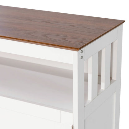 Classic Buffet and Sideboard Storage Cabinet, Walnut Top/White Frame