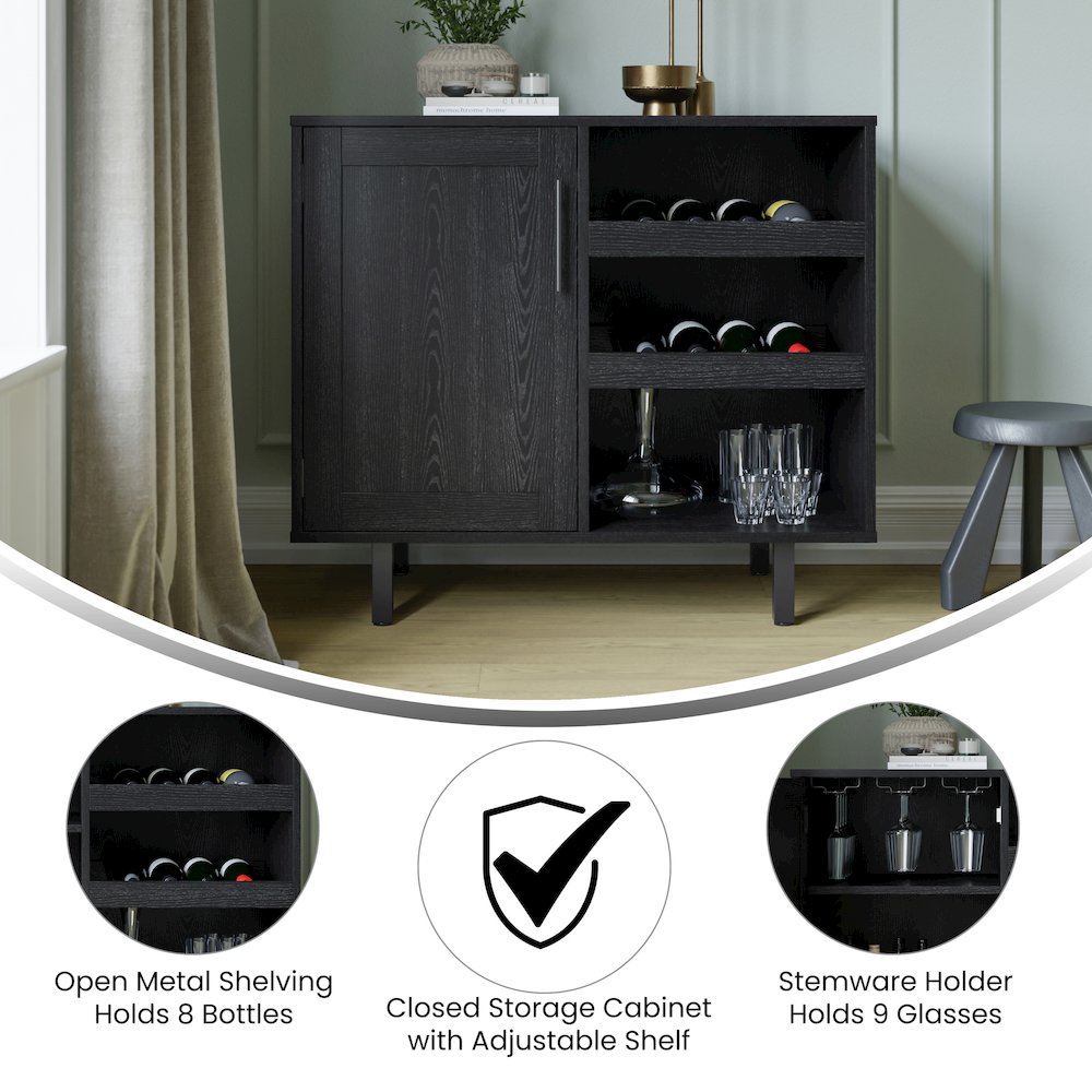 Traditional Bar and Sideboard Storage Cabinet, Black