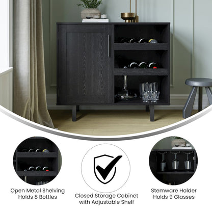 Traditional Bar and Sideboard Storage Cabinet, Black