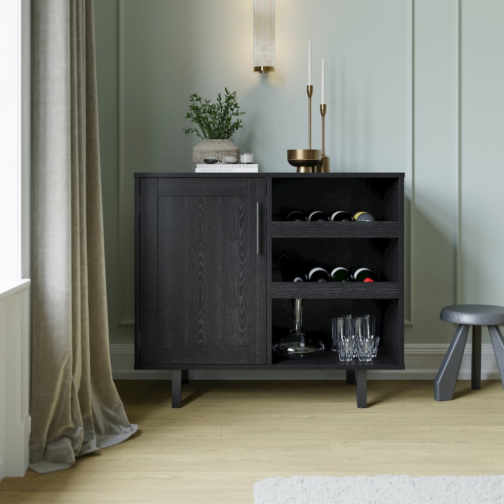 Traditional Bar and Sideboard Storage Cabinet, Black