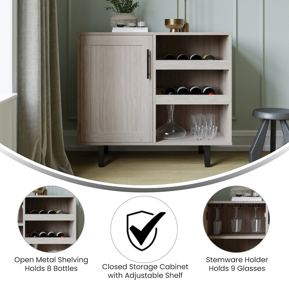 Traditional Bar and Sideboard Storage Cabinet, Gray