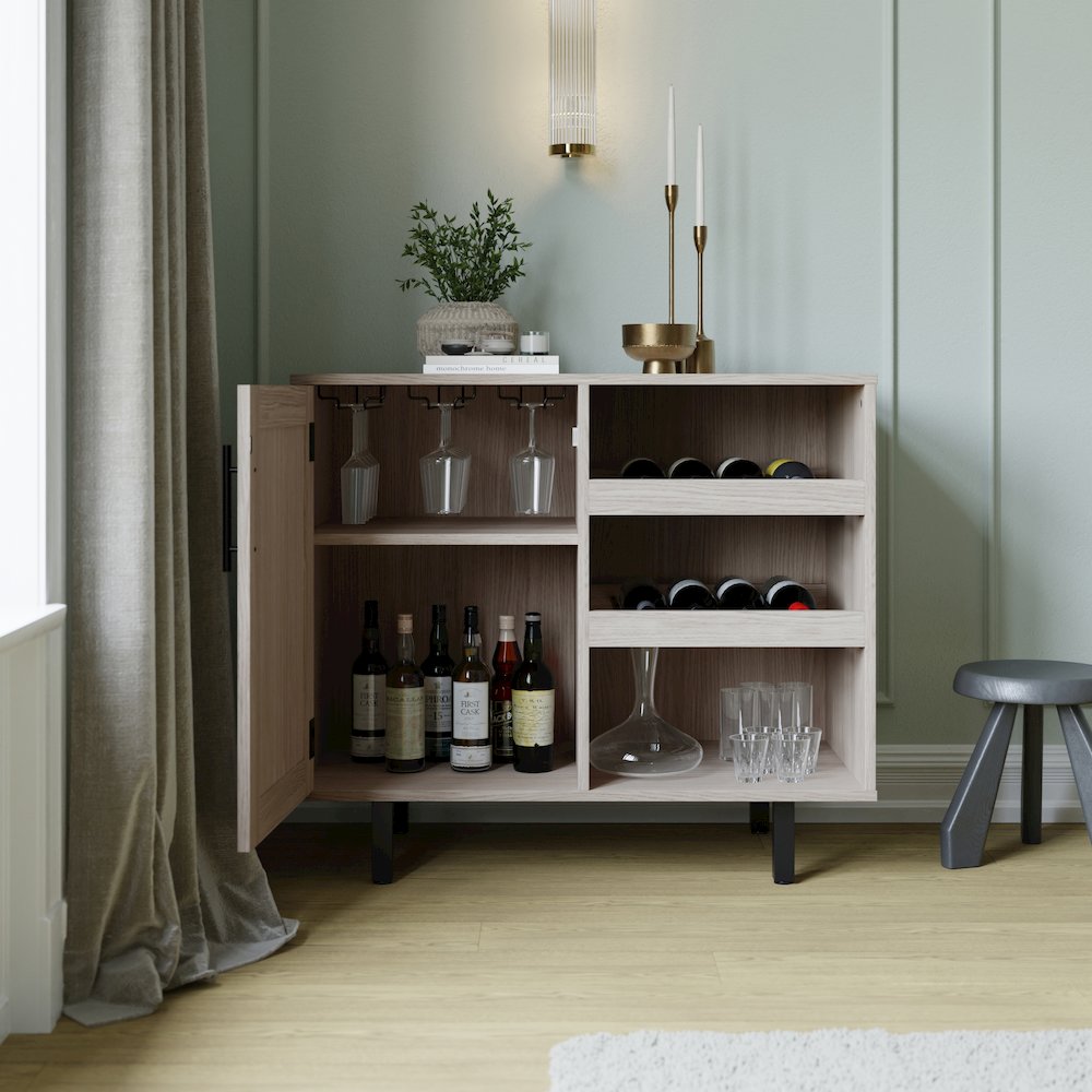 Traditional Bar and Sideboard Storage Cabinet, Gray