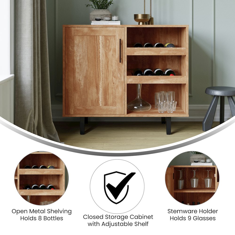 Traditional Bar and Sideboard Storage Cabinet, Light Brown
