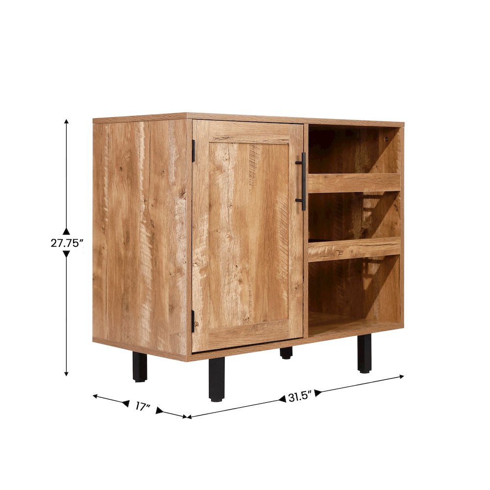Traditional Bar and Sideboard Storage Cabinet, Light Brown
