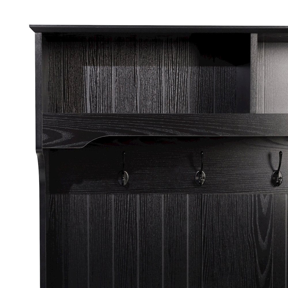 40" Wide Hallway Tree with Storage, Black