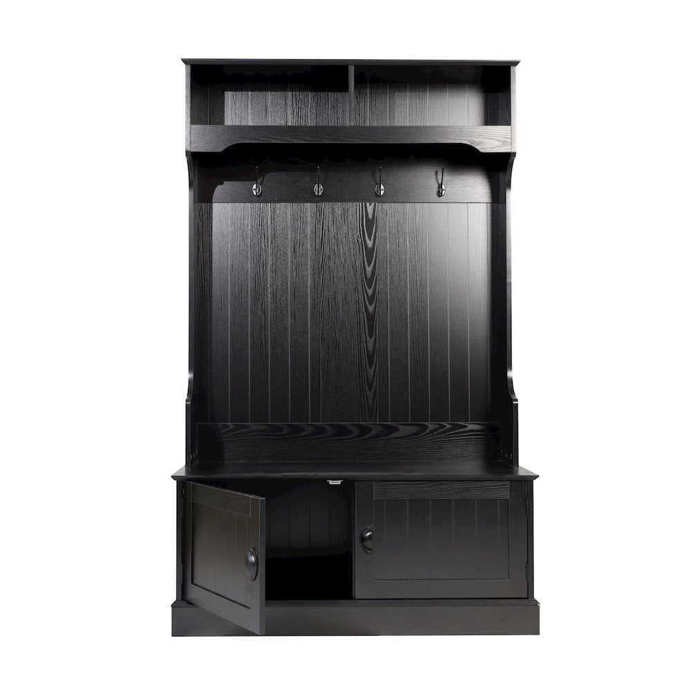 40" Wide Hallway Tree with Storage, Black