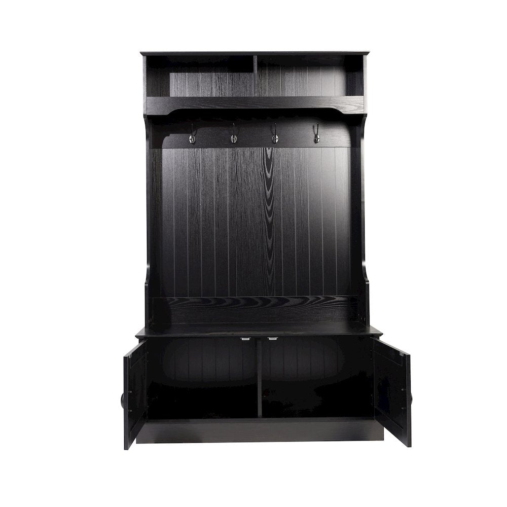 40" Wide Hallway Tree with Storage, Black