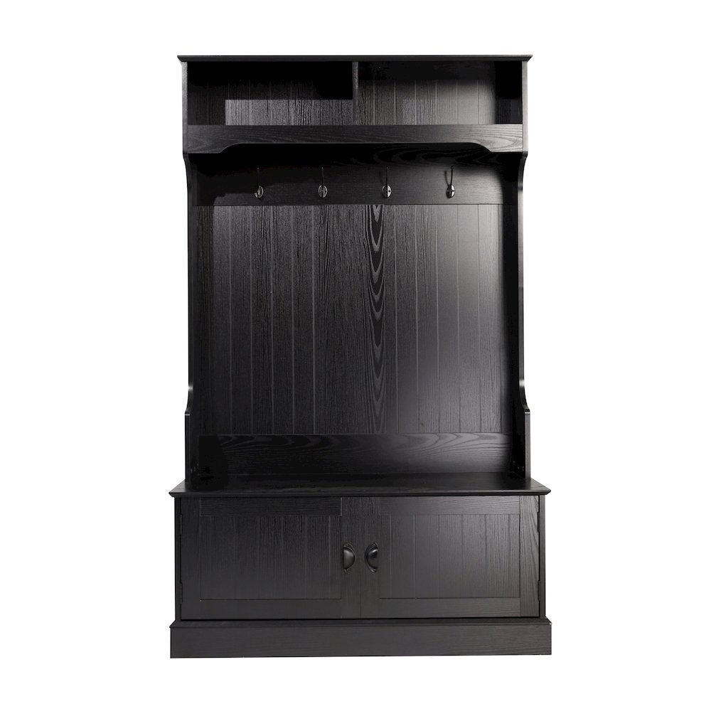 40" Wide Hallway Tree with Storage, Black