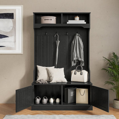 40" Wide Hallway Tree with Storage, Black
