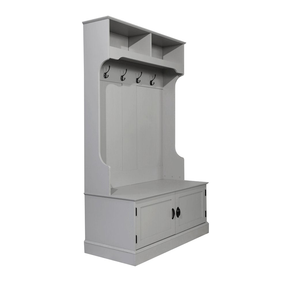 40" Wide Hallway Tree with Storage, Gray