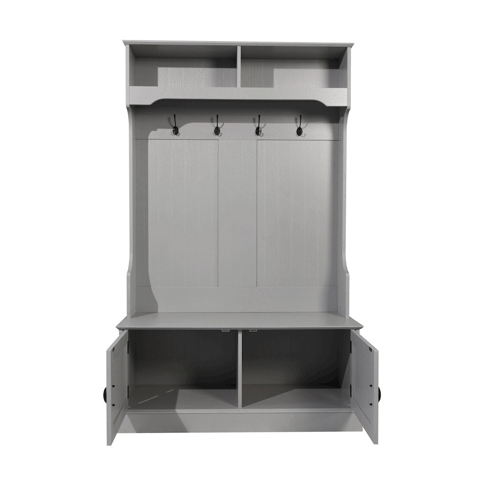 40" Wide Hallway Tree with Storage, Gray