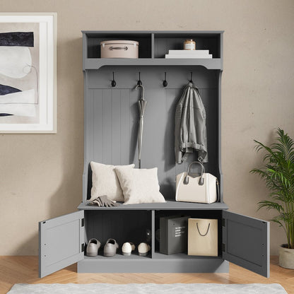 40" Wide Hallway Tree with Storage, Gray