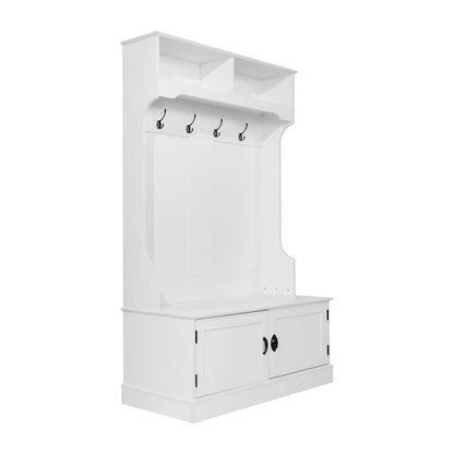 40" Wide Hallway Tree with Storage, White