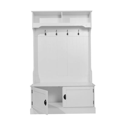 40" Wide Hallway Tree with Storage, White