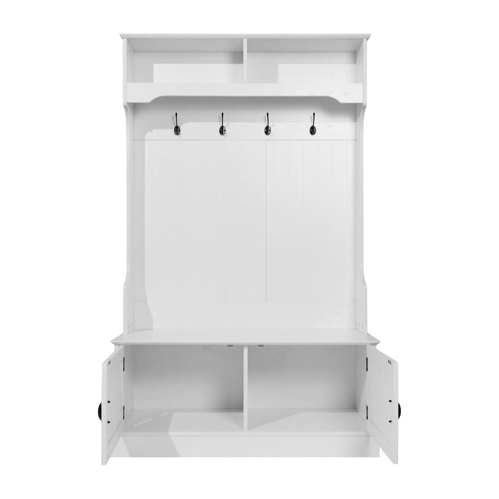 40" Wide Hallway Tree with Storage, White