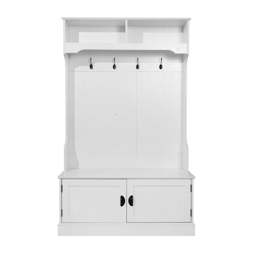 40" Wide Hallway Tree with Storage, White