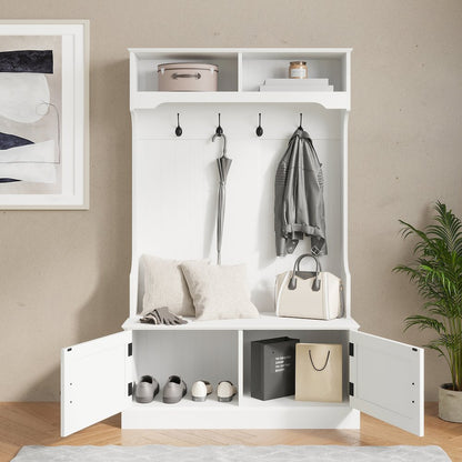 40" Wide Hallway Tree with Storage, White