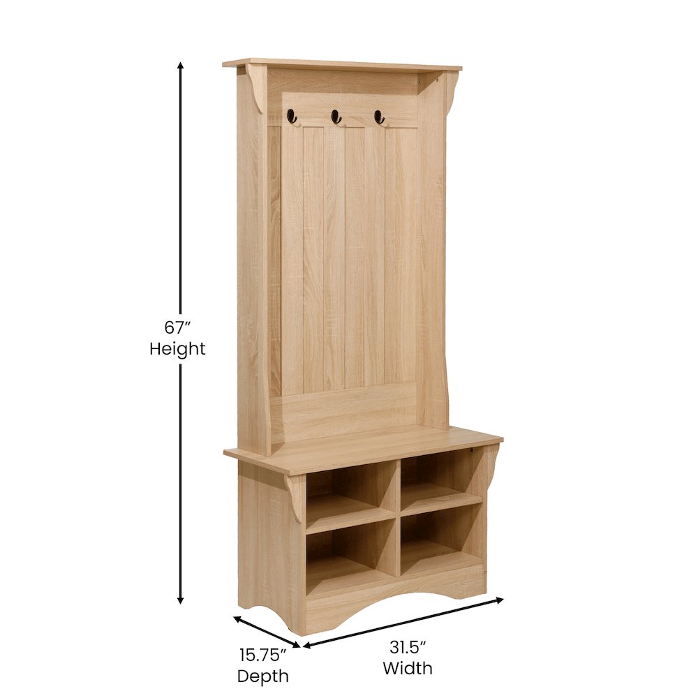 31.5" Hallway Tree with Storage, Weathered Natural