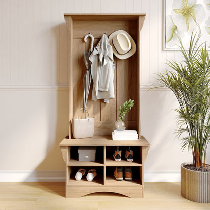 31.5" Hallway Tree with Storage, Weathered Natural