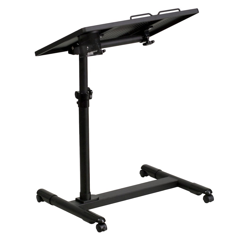 Black Adjustable Height Steel Mobile Computer Desk