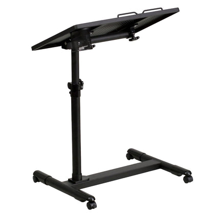 Black Adjustable Height Steel Mobile Computer Desk