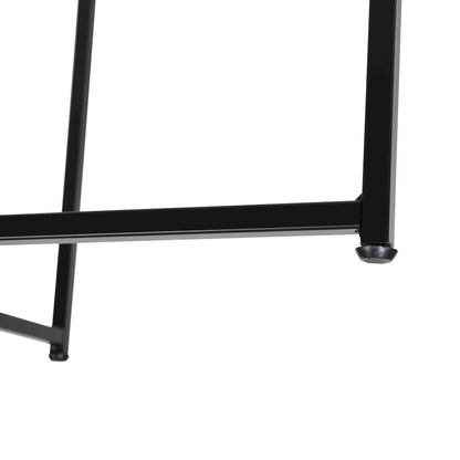 End Table - Modern Clear Glass Accent Table with Crisscross Matte Black Frame