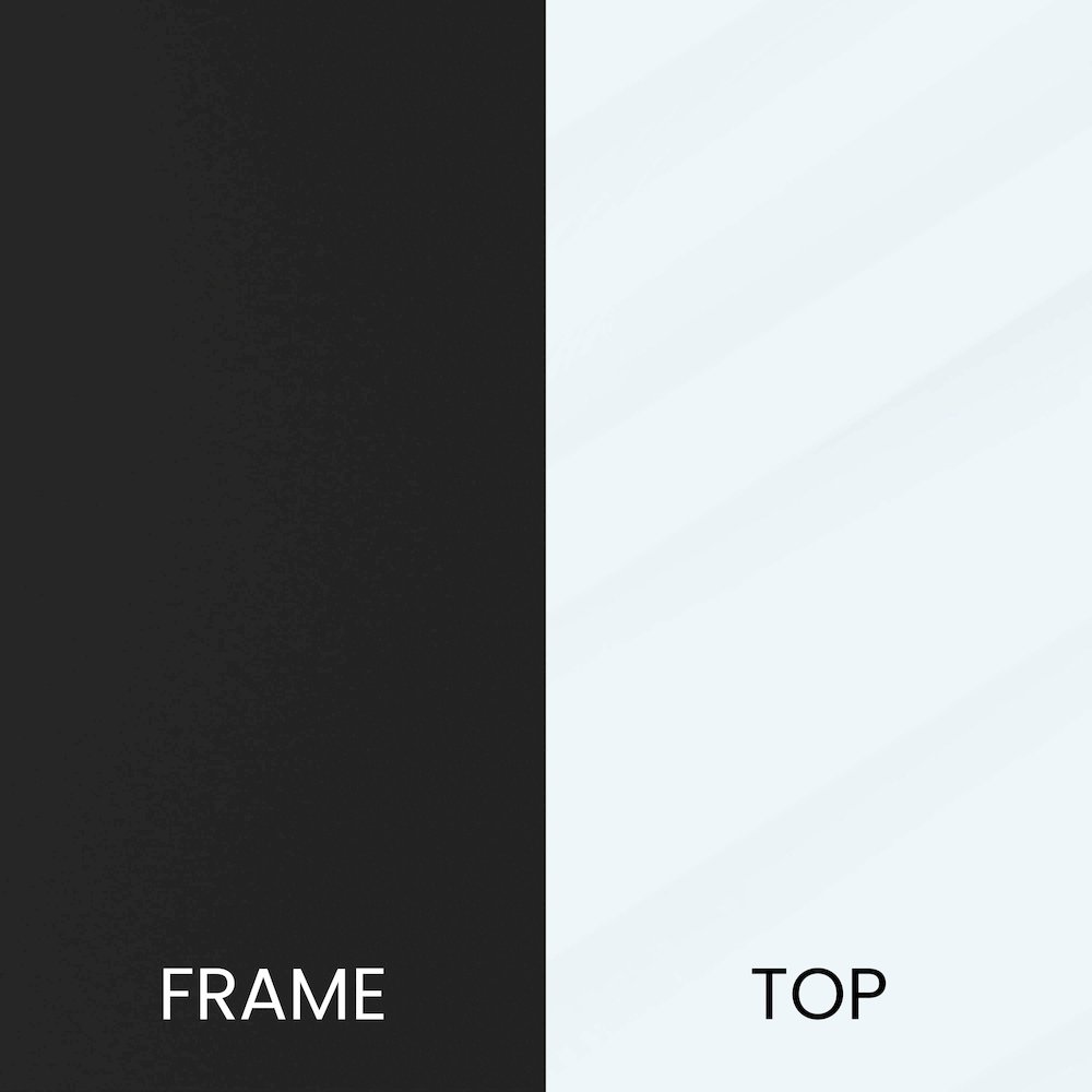 End Table - Modern Clear Glass Accent Table with Crisscross Matte Black Frame