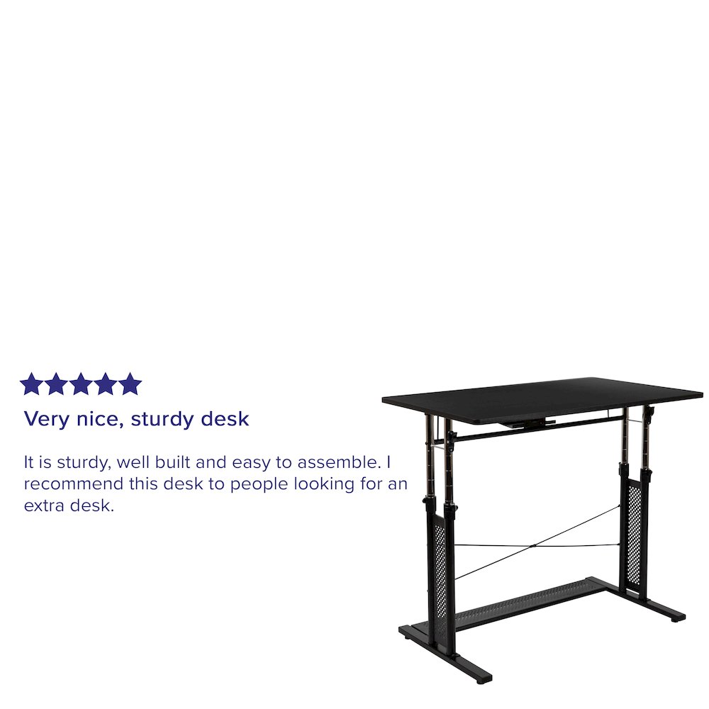 Height Adjustable (27.25-35.75"H) Sit to Stand Home Office Desk - Black