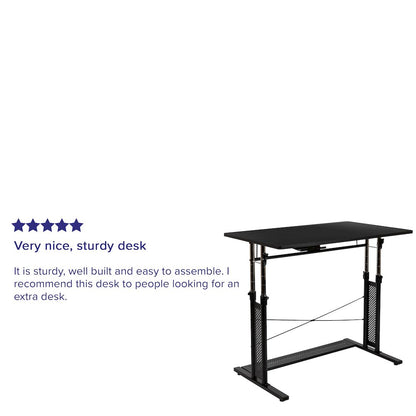 Height Adjustable (27.25-35.75"H) Sit to Stand Home Office Desk - Black